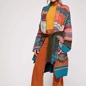 Free People Fantasia Fair Isle Sweater Cardigan M/L